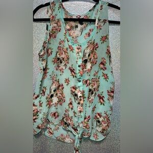 Floral Skull Print Sleeveless Top